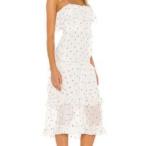 Revolve MAJORELLE Edna Midi Dress In White Ditsy.  SZ S